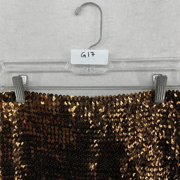 Asos Skirt Women's Sz 6 Gold Sequin Mini Bandage High-Rise Elastic Waist Stretch - Picture 7 of 7